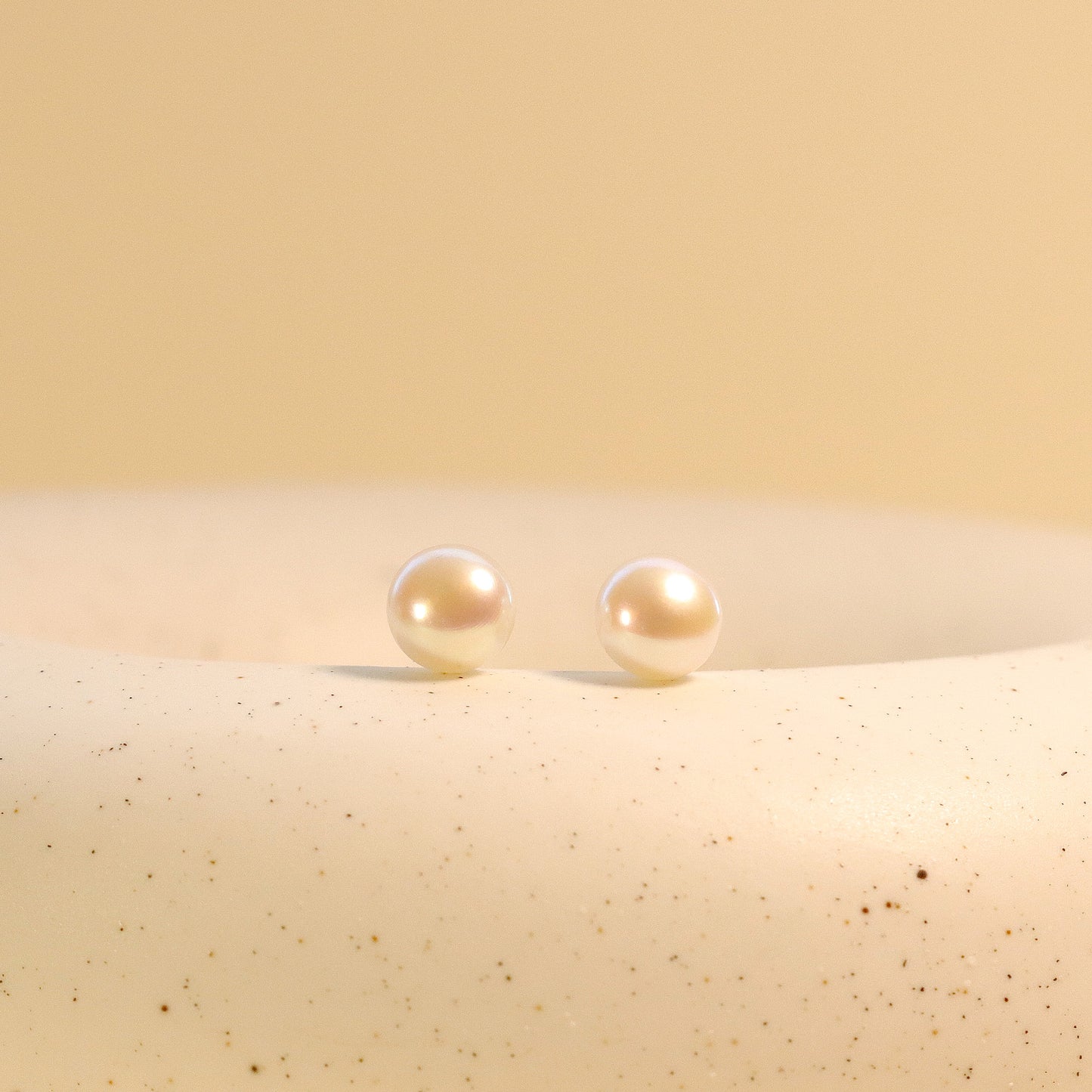 White Freshwater Pearl 8mm Beaded Studs, Minimalist Earrings for Daily Wearings, 925 Sterling Silver