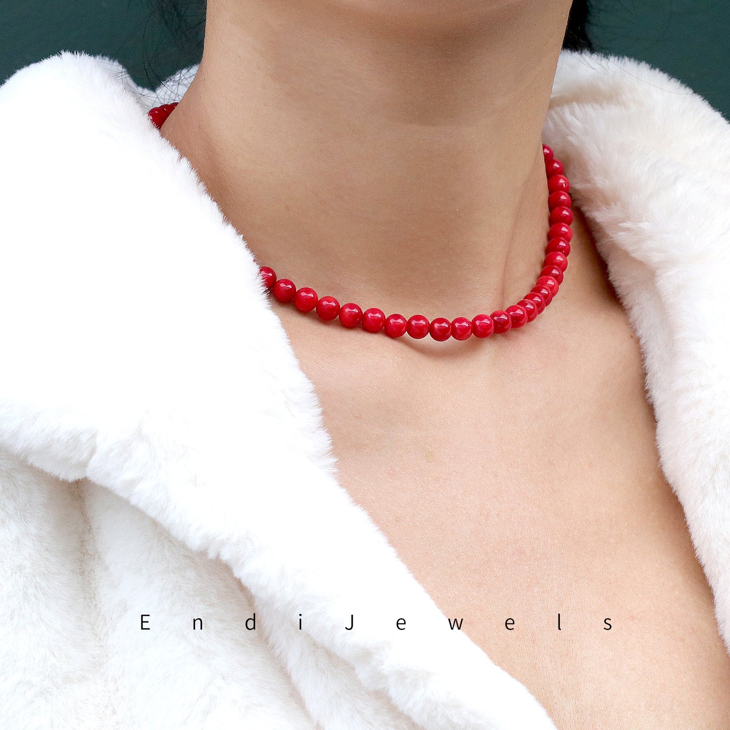 Red Coral 6mm Round Beaded Necklace, Bracelet, Natural Gemstones