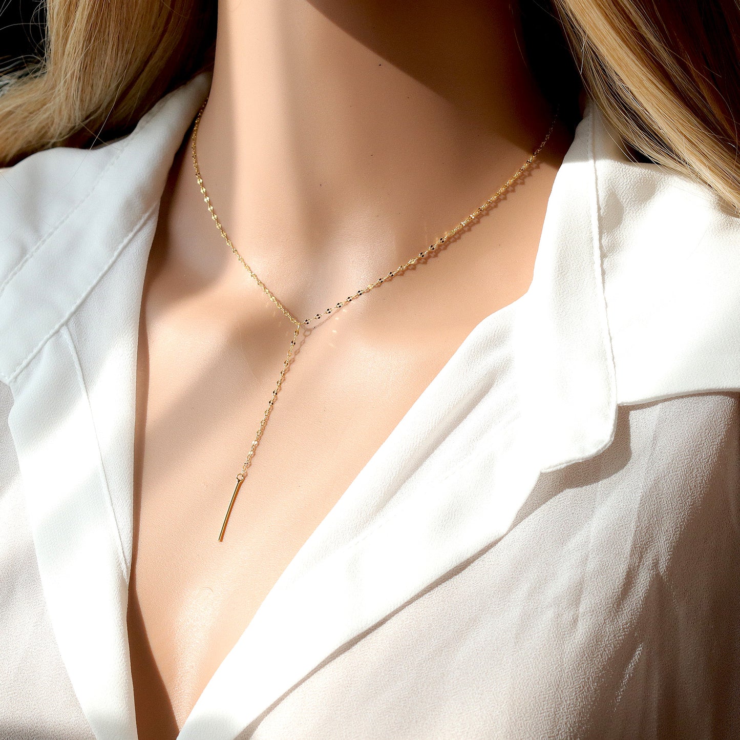 Long Chain Choker, Simple Gold Chain Necklace, 18K Plated 925 Sterling Silver, Minimalist Style