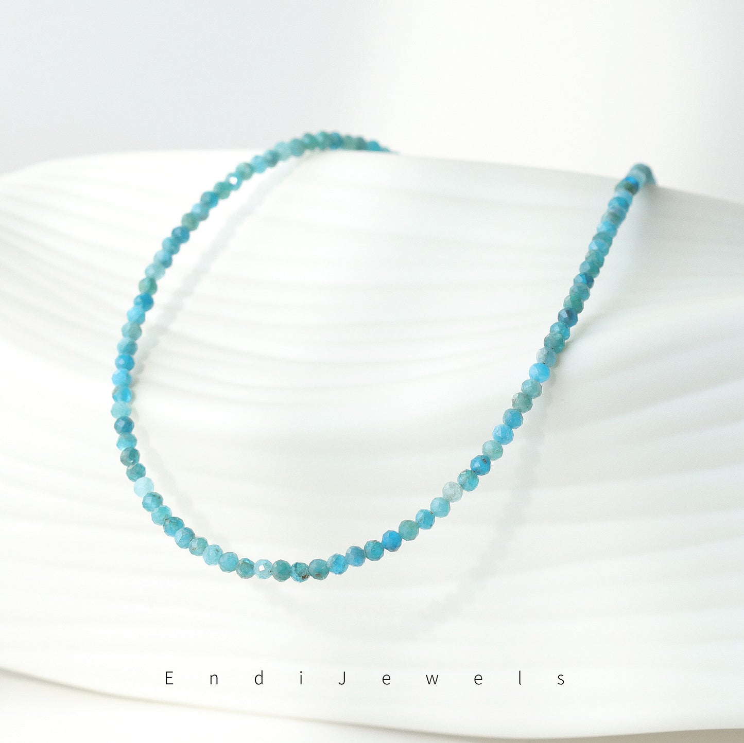 Apatite 3mm Faceted Beaded Choker, Bracelet, Natural Gemstones