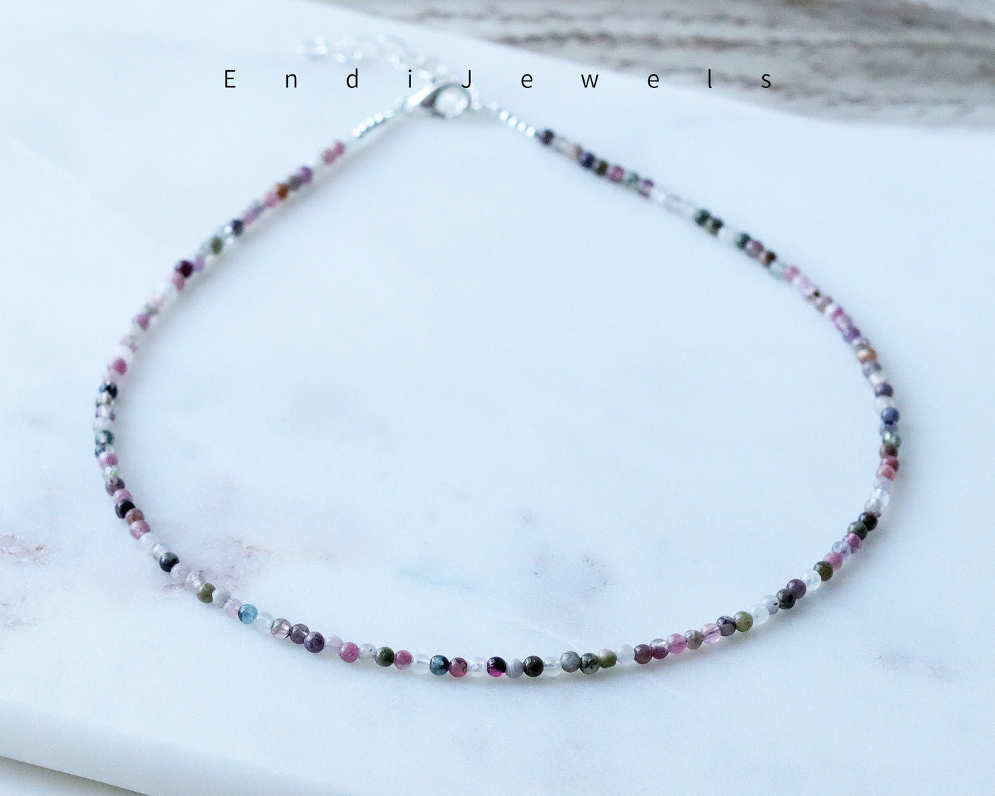 Tourmaline 3mm Round Beaded Choker, Bracelet, Natural Gemstones