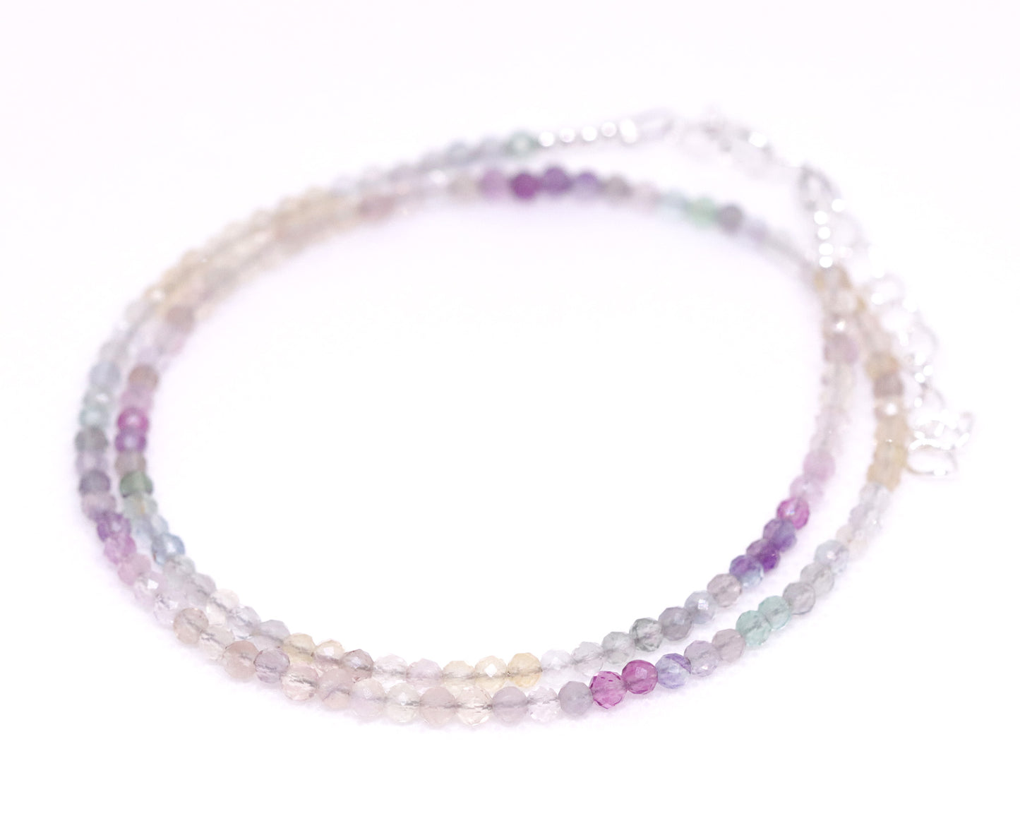 Gradient Fluorite 3mm Faceted Beaded Choker, Bracelet, Natural Gemstones