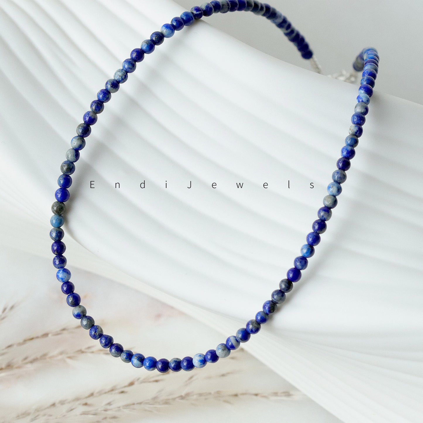 Lapis Lazuli 3mm Round Beaded Choker, Bracelet, Natural Blue Gemstones