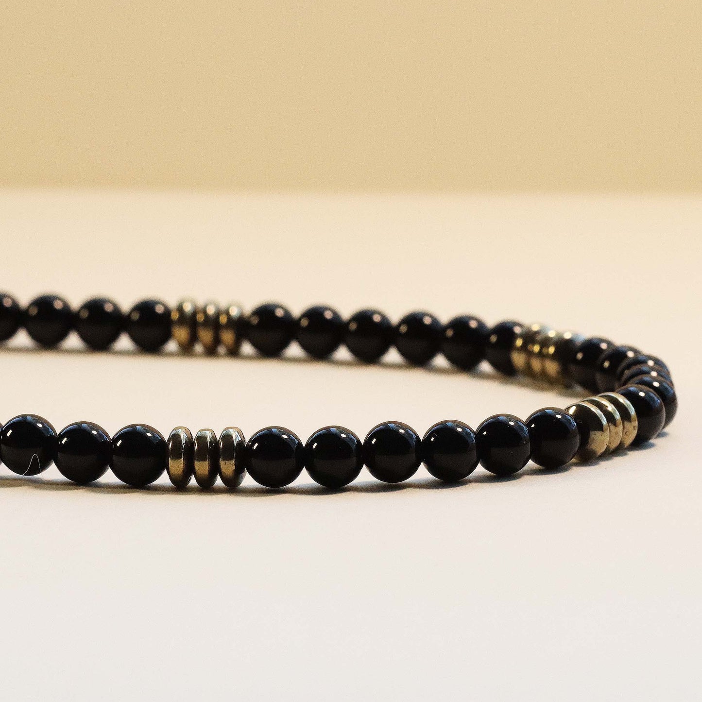 Black Onyx 6mm Round Beaded Choker, Bracelet, Natural Gemstones