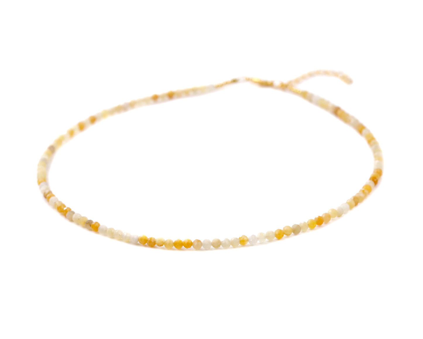 Yellow Jade 3.2mm Faceted Beaded Choker, Bracelet, Natural Gemstone Beaded Necklace