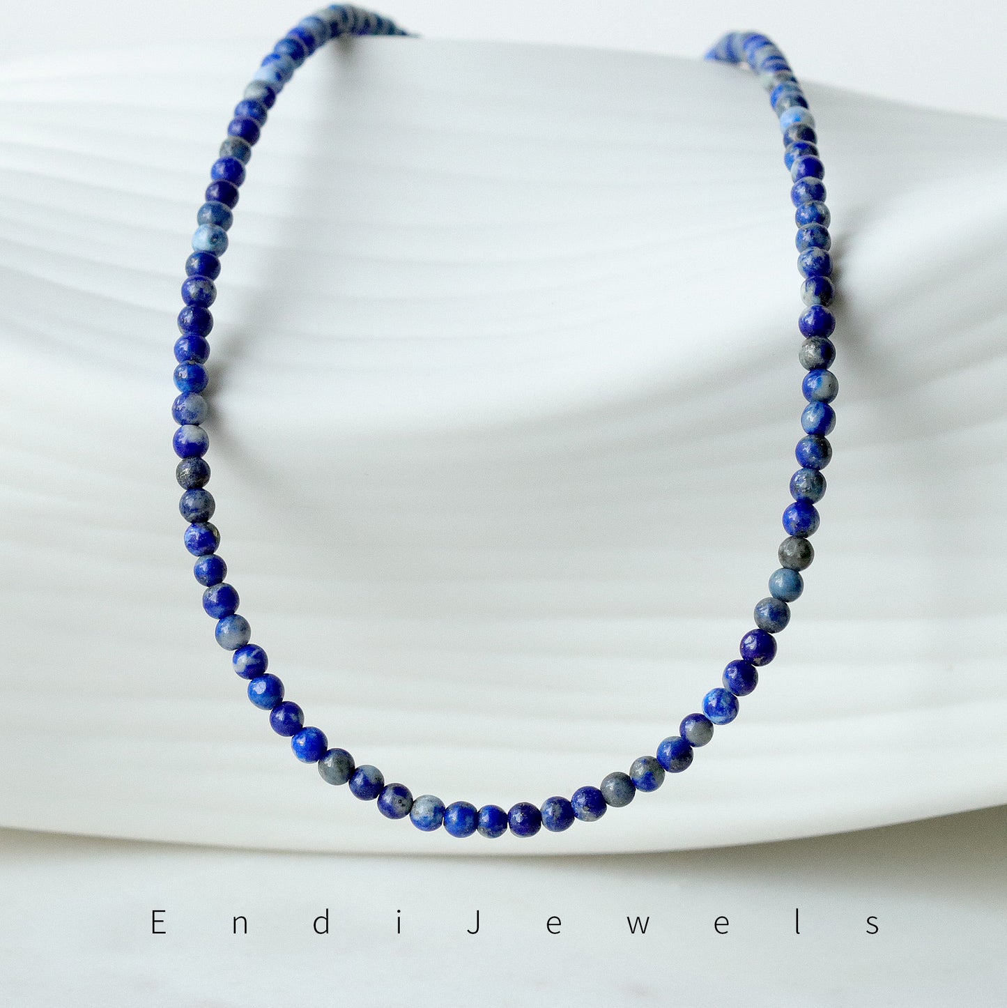 Lapis Lazuli 3mm Round Beaded Choker, Bracelet, Natural Blue Gemstones