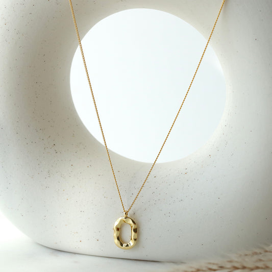 Oval Circle Pendant Necklace, 18K gold Plated 925 Sterling Silver, Dainty Necklace, Daily Wearing