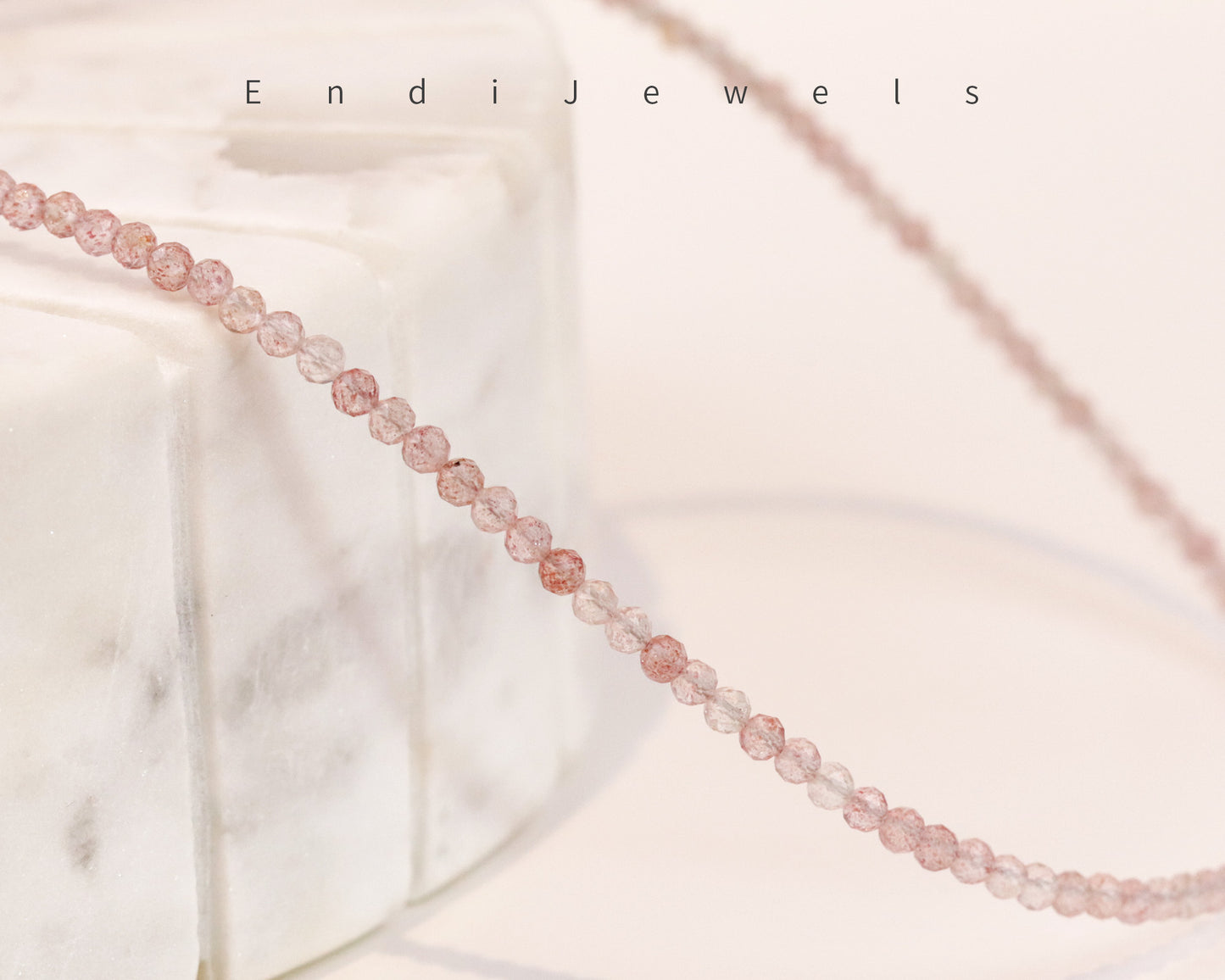 Strawberry Quartz 3mm Faceted Beaded Choker, Bracelet, Natural Gemstones