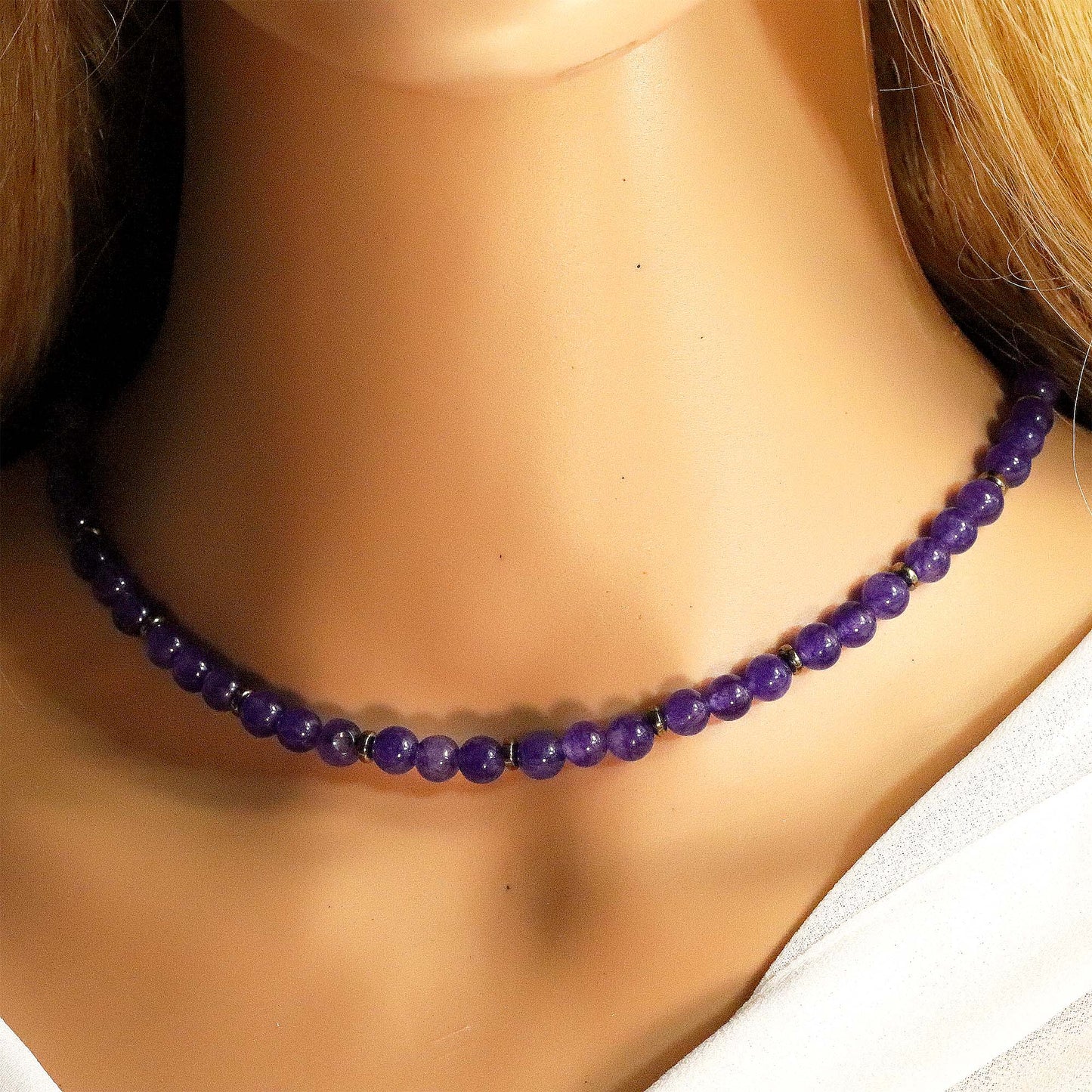 Amethyst 6mm Round Beaded Necklace, Bracelet, Natural Gemstones