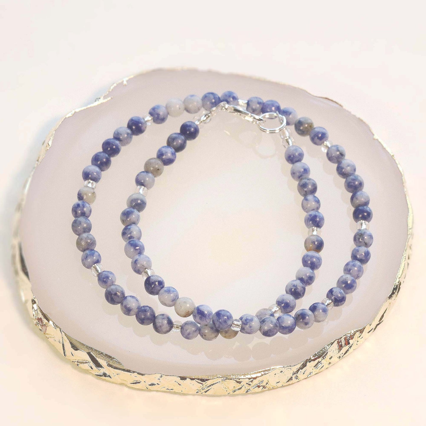 Sodalite 4mm Round beaded Choker, Bracelet, Natural Gemstones