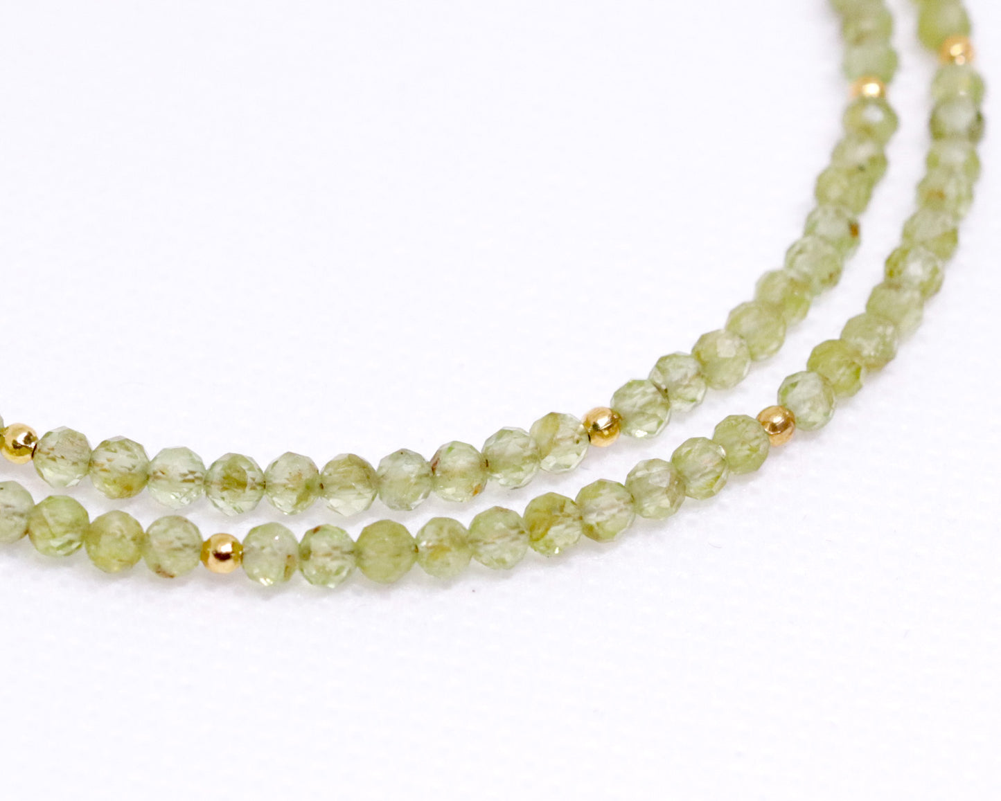 Peridot 3mm Faceted Beaded Choker, Bracelet, Natural Gemstones