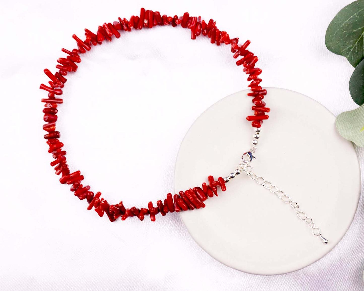 Red Coral Irregular Chips Necklace, Natural Gemstones