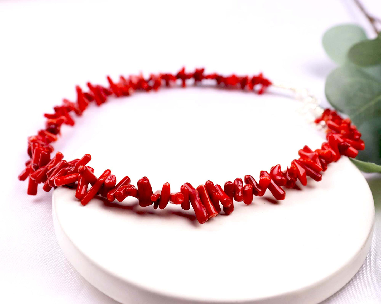 Red Coral Irregular Chips Necklace, Natural Gemstones