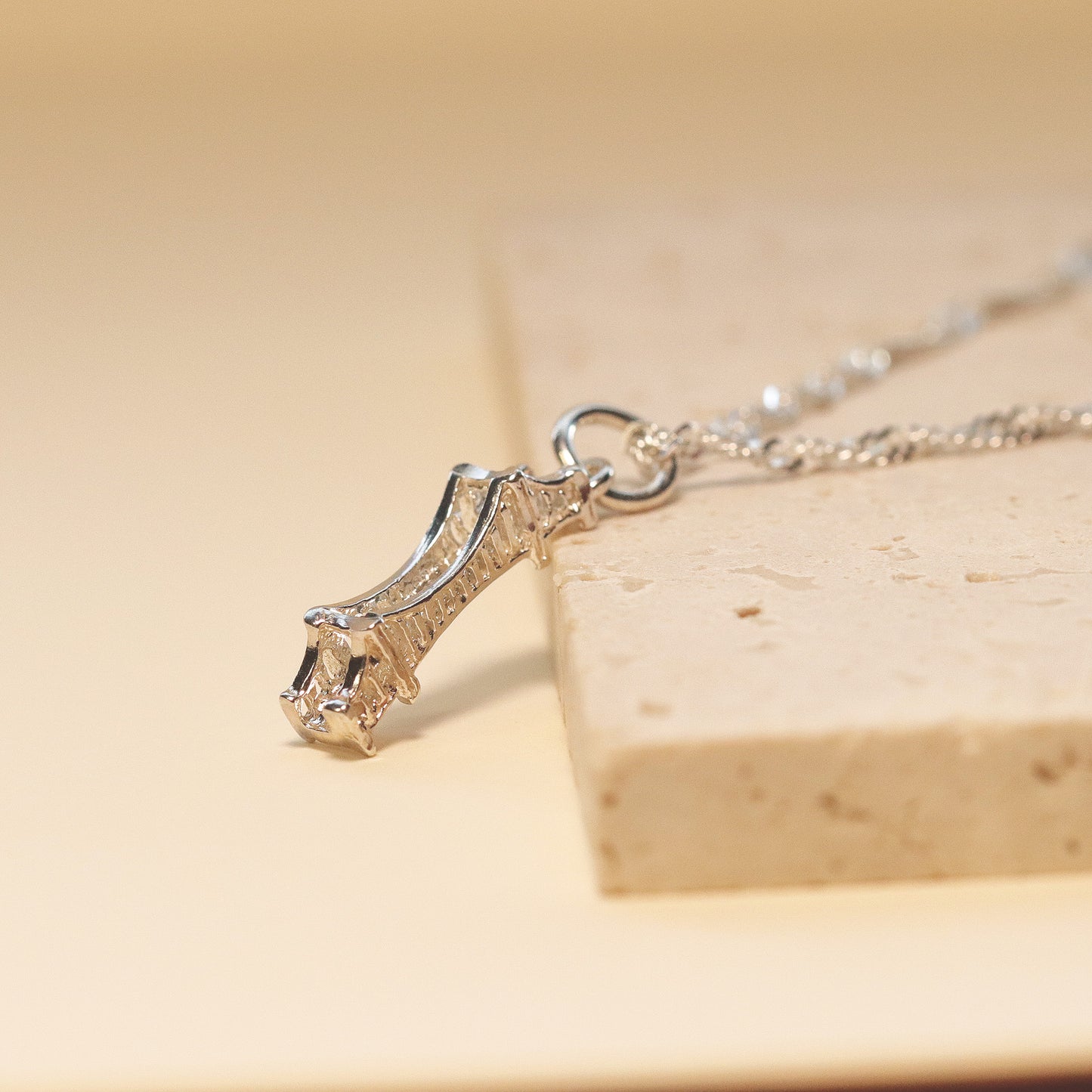 Golden Gate Bridge Pendant Necklace, Dainty Necklace, Sterling Silver Chain Necklace