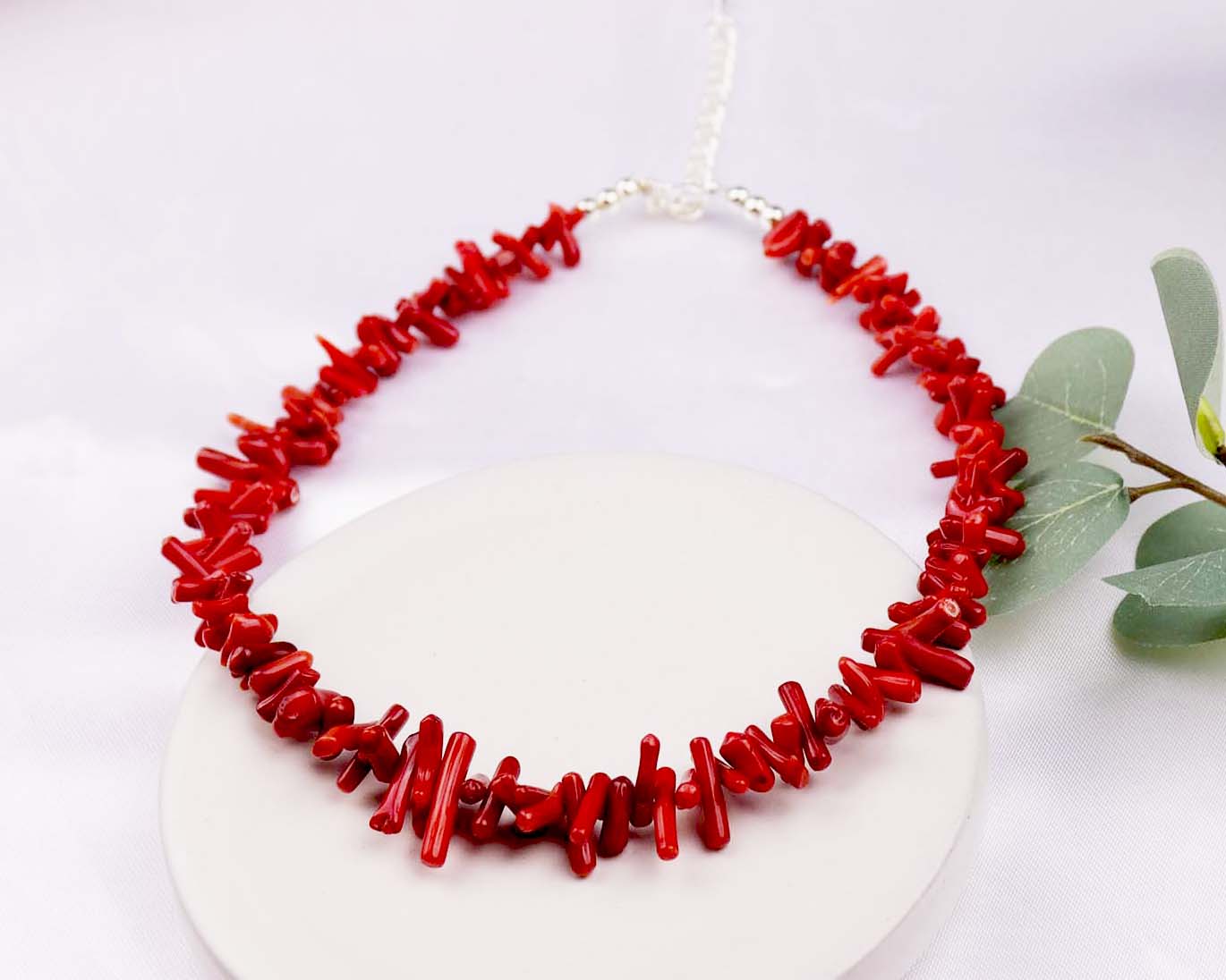 Red Coral Irregular Chips Necklace, Natural Gemstones