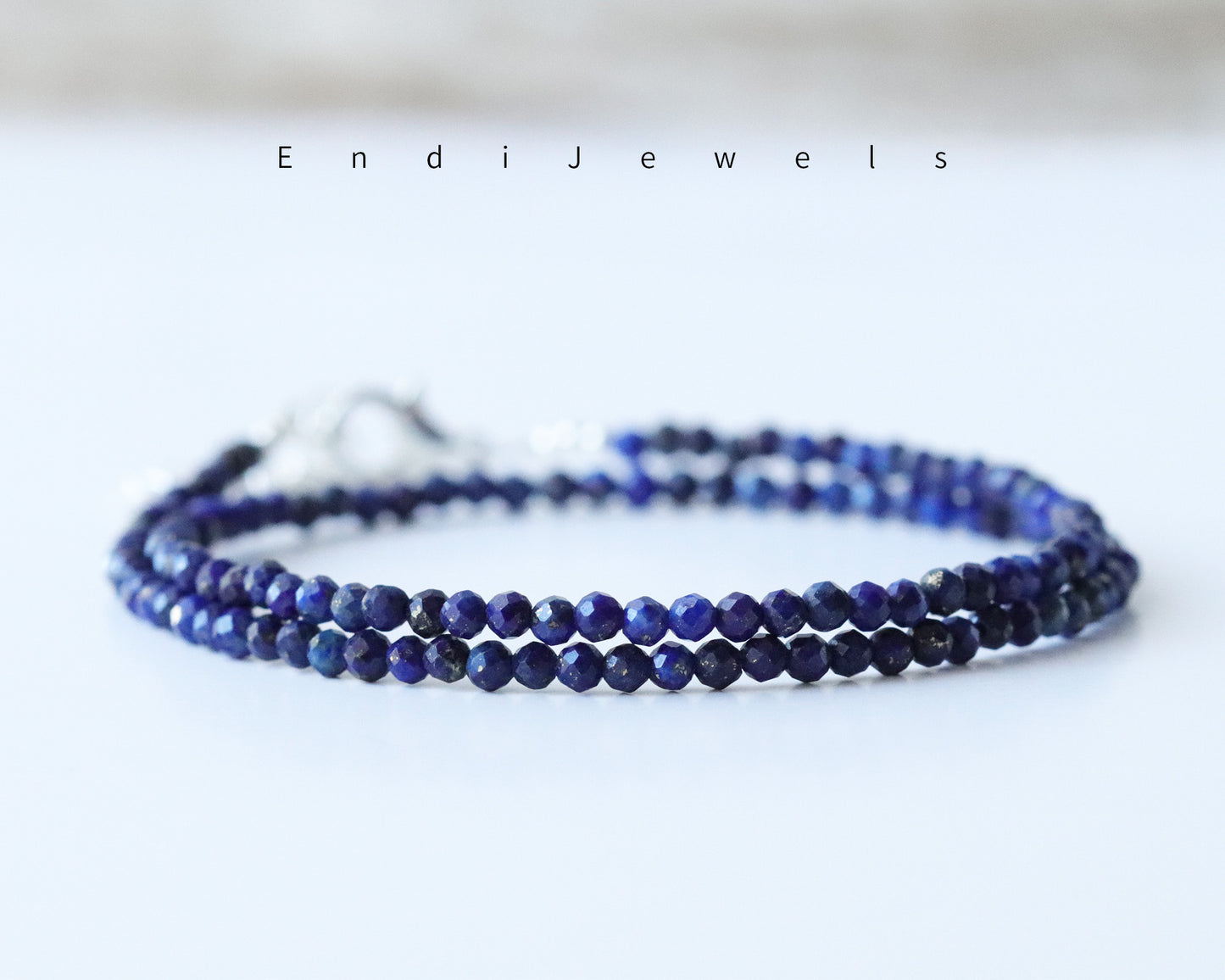 Lapis Lazuli 3mm Faceted Beaded Choker, Bracelet, Natural Blue Gemstones AA Lapis Beads