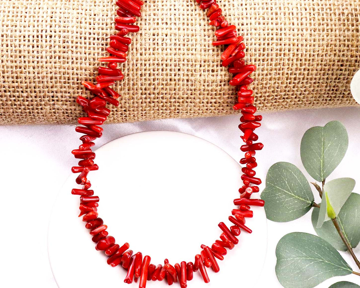 Red Coral Irregular Chips Necklace, Natural Gemstones