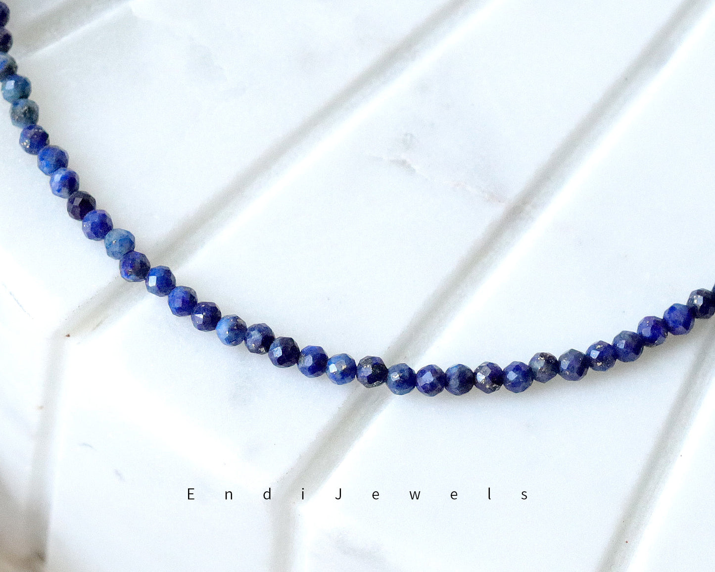 Lapis Lazuli 3mm Faceted Beaded Choker, Bracelet, Natural Blue Gemstones AA Lapis Beads