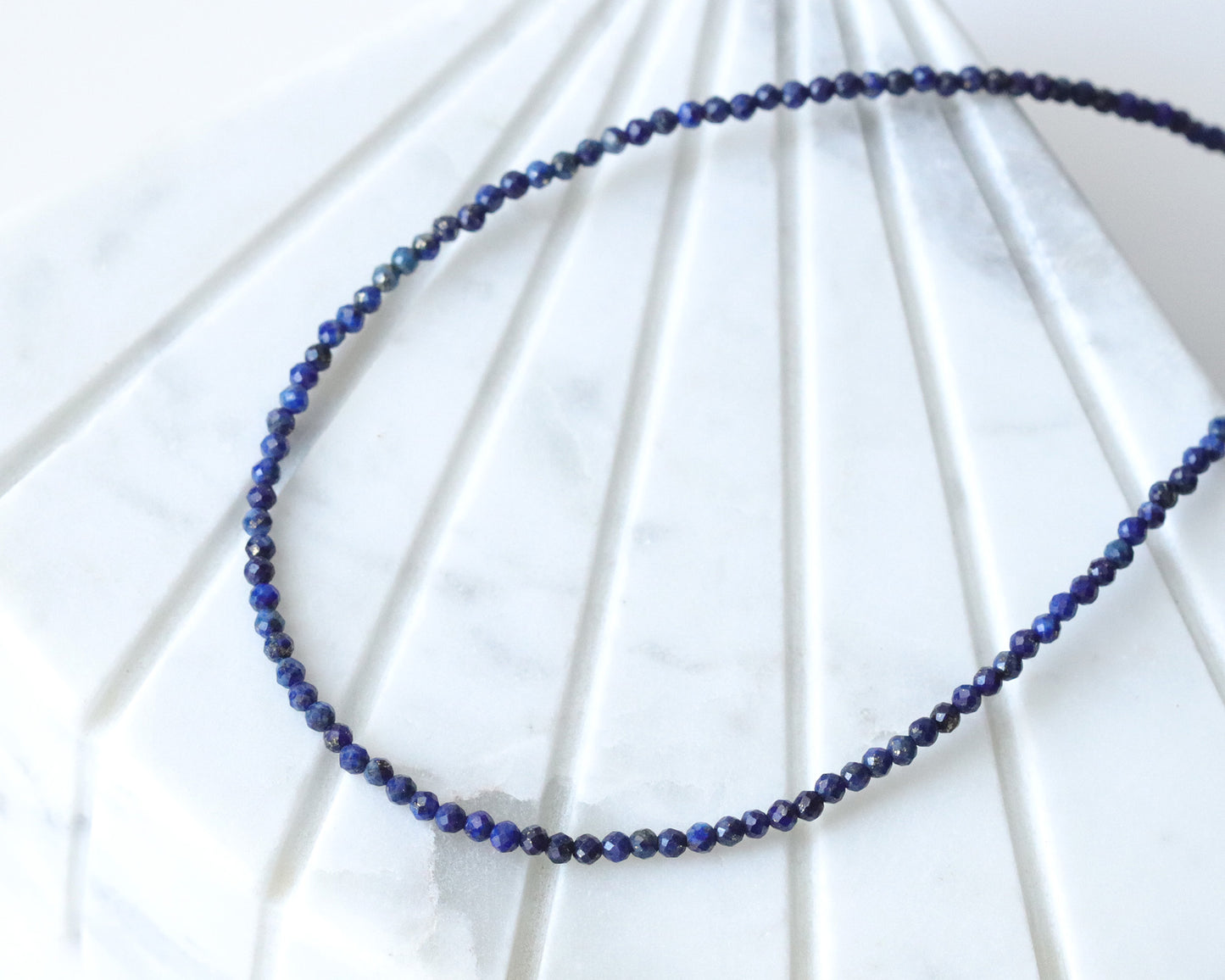 Lapis Lazuli 3mm Faceted Beaded Choker, Bracelet, Natural Blue Gemstones AA Lapis Beads