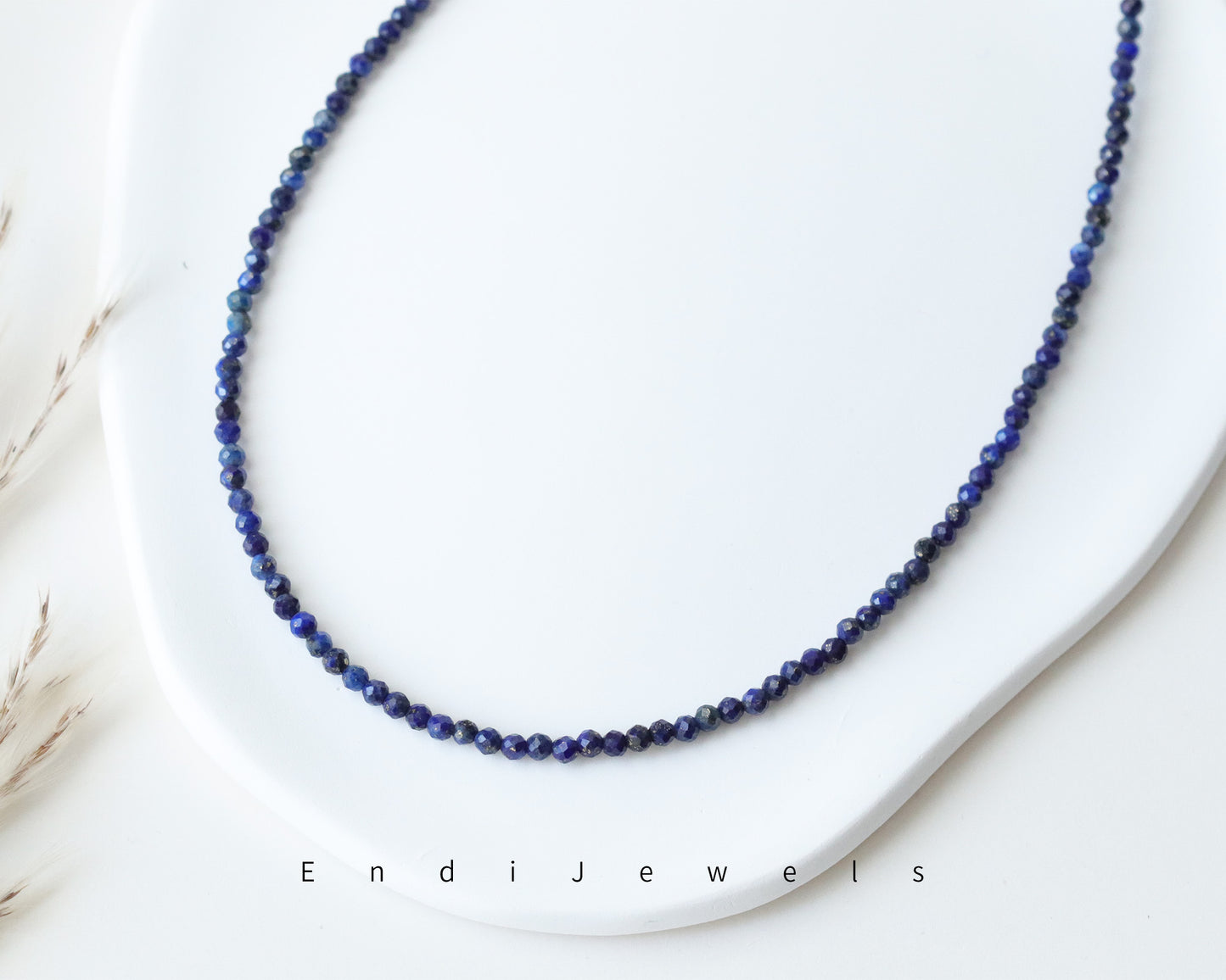 Lapis Lazuli 3mm Faceted Beaded Choker, Bracelet, Natural Blue Gemstones AA Lapis Beads