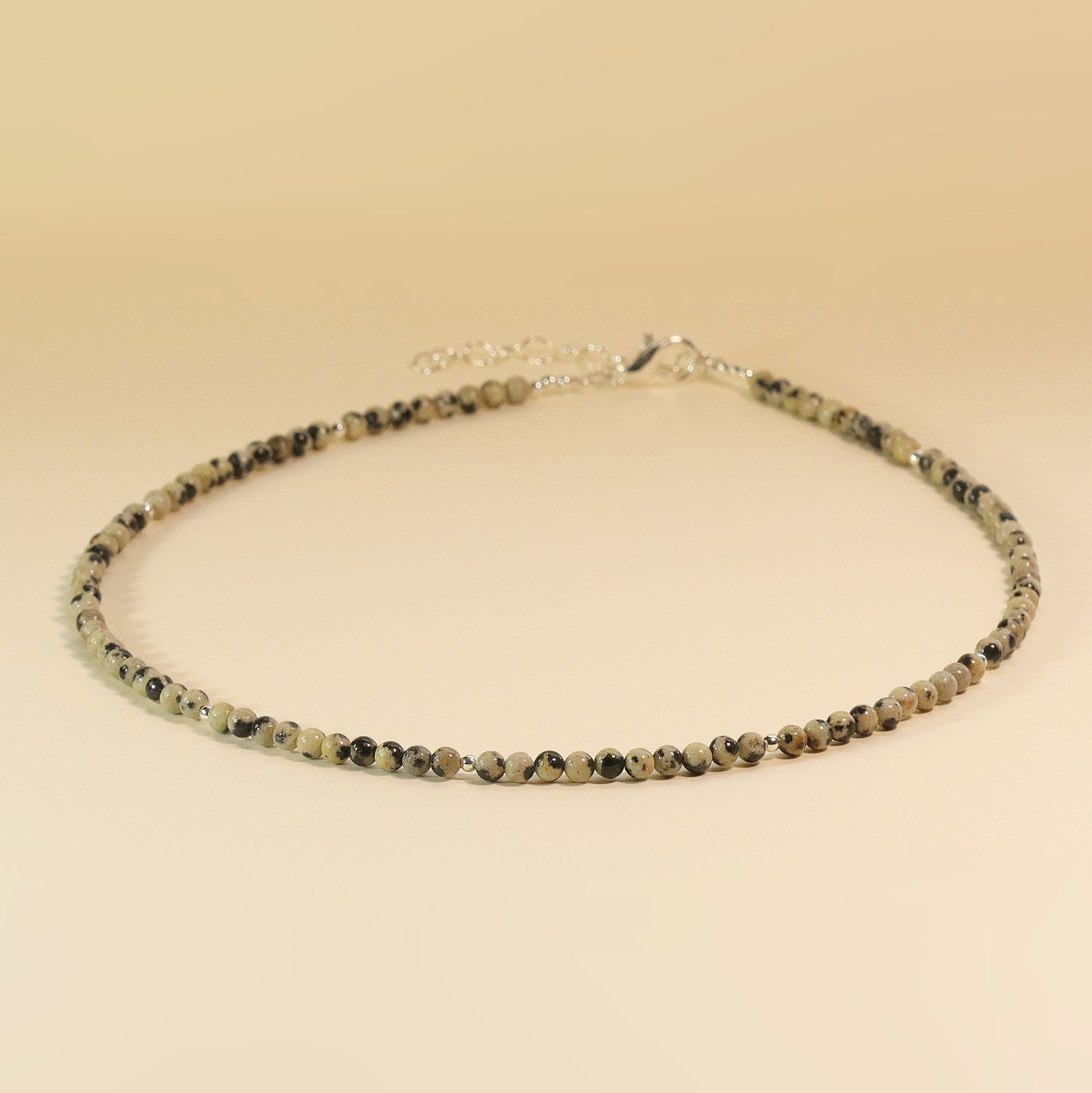 Dalmatian Jasper 3mm Round Beaded Choker, Bracelet, Natural Gemstones