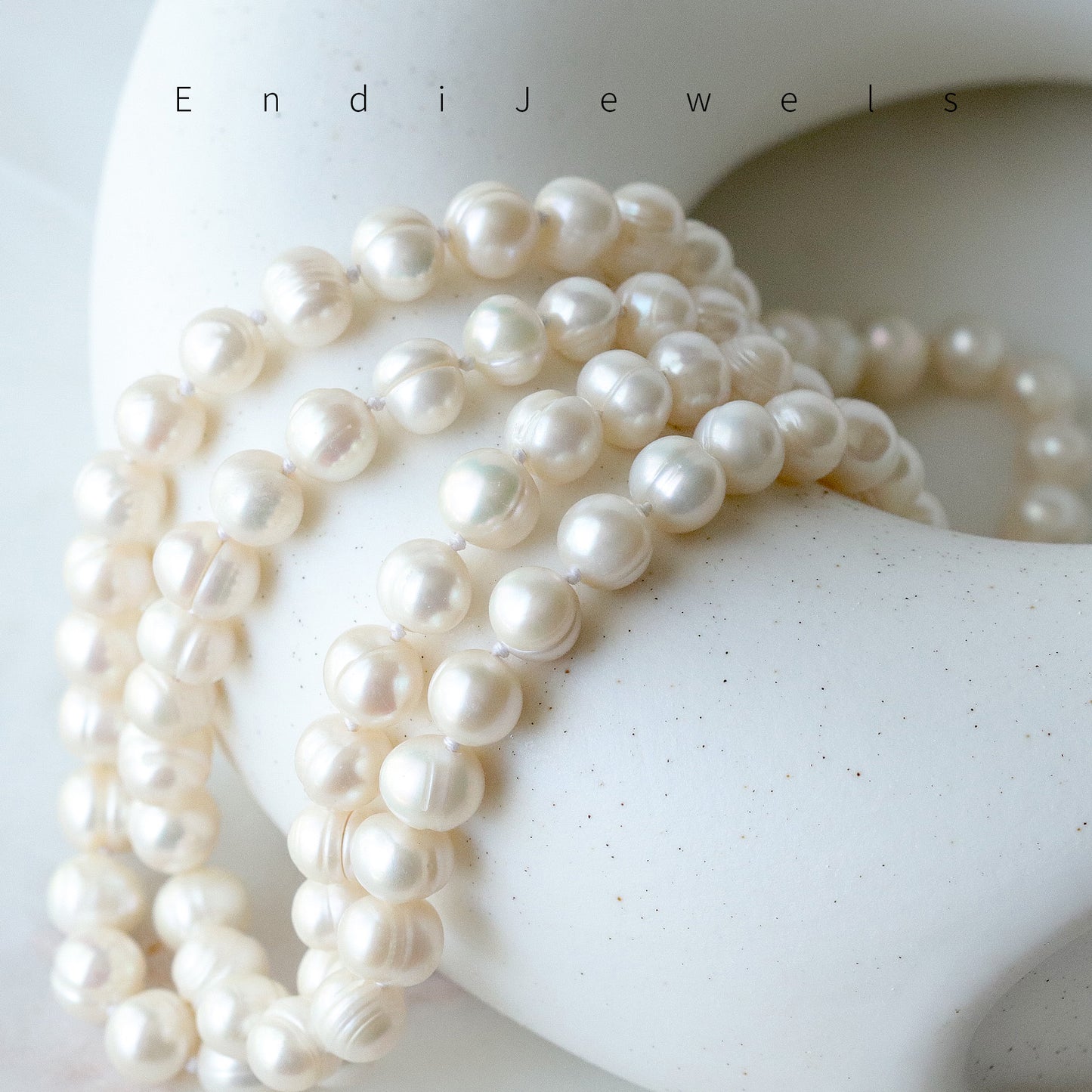 White Freshwater Pearl Long Necklace, Real Pearls