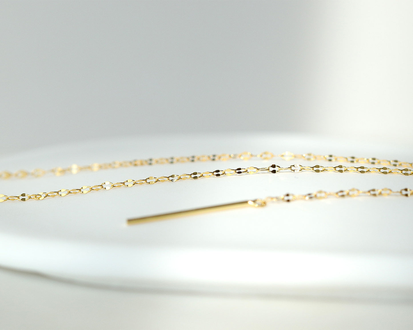 Long Chain Choker, Simple Gold Chain Necklace, 18K Plated 925 Sterling Silver, Minimalist Style