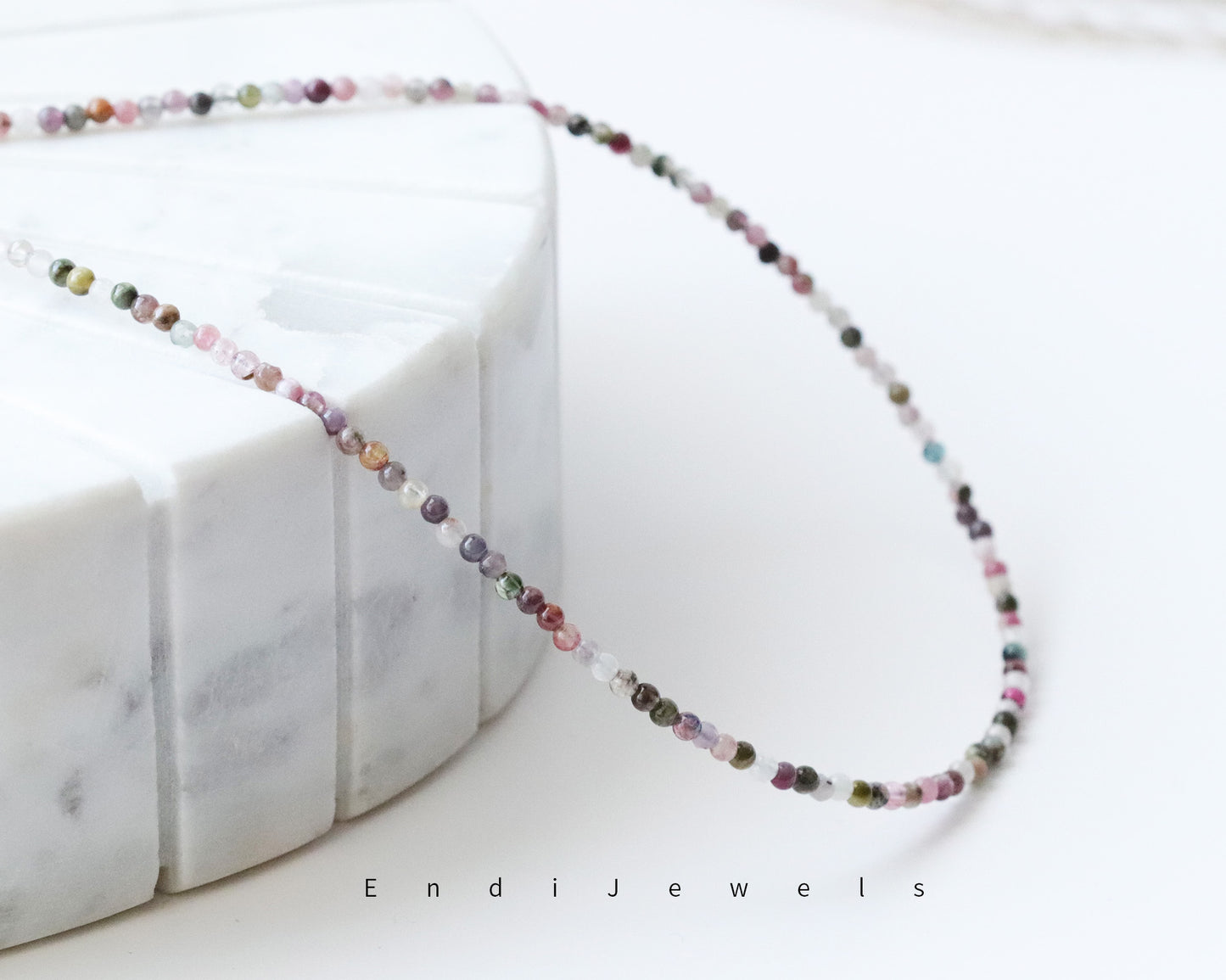 Tourmaline 3mm Round Beaded Choker, Bracelet, Natural Gemstones