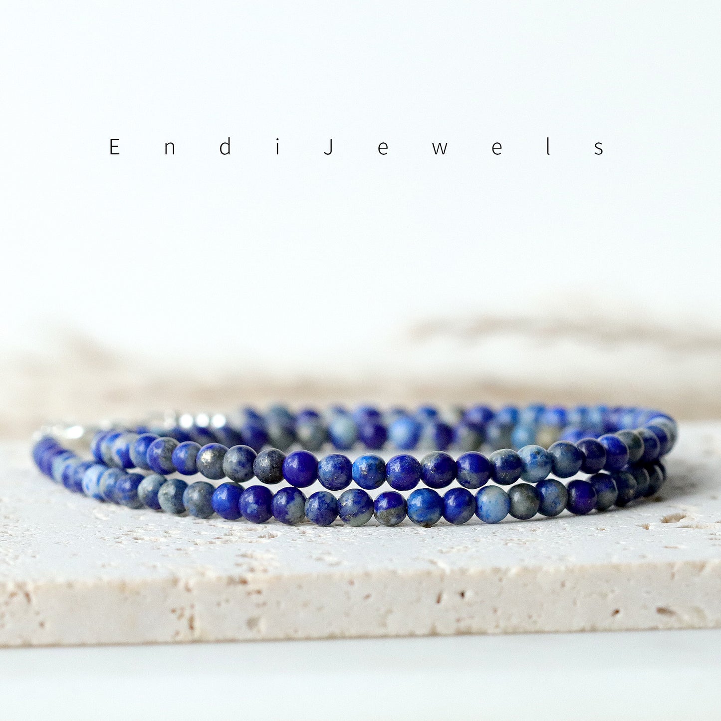 Lapis Lazuli 3mm Round Beaded Choker, Bracelet, Natural Blue Gemstones