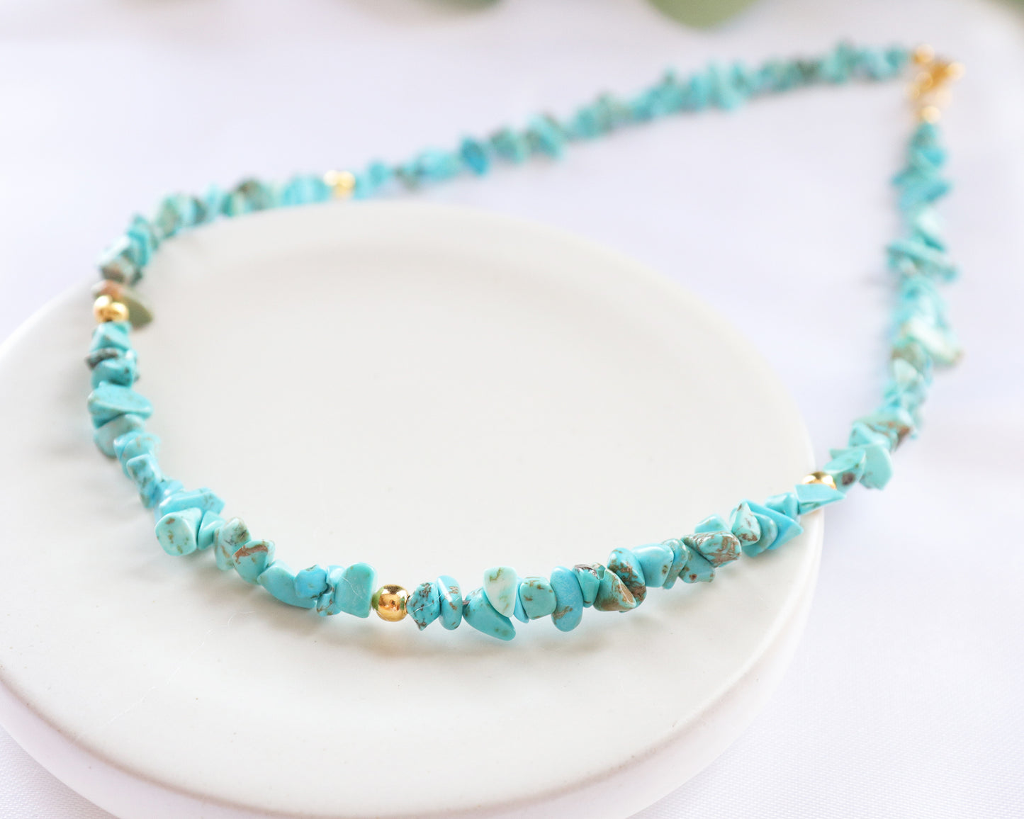 Blue Turquoise Irregular Chips Necklace, Bracelet, Natural Gemstones