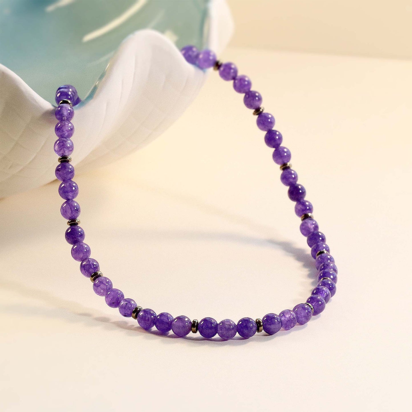 Amethyst 6mm Round Beaded Necklace, Bracelet, Natural Gemstones