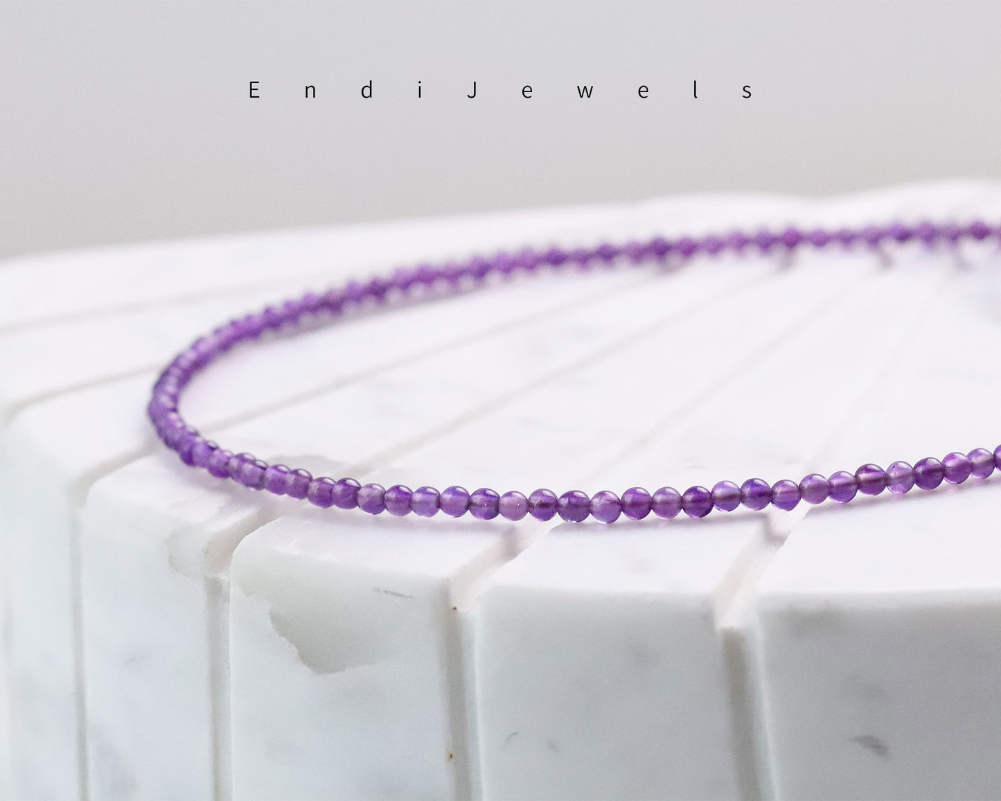 Amethyst 3mm Round Beaded Choker, Bracelet, Natural Purple Gemstones