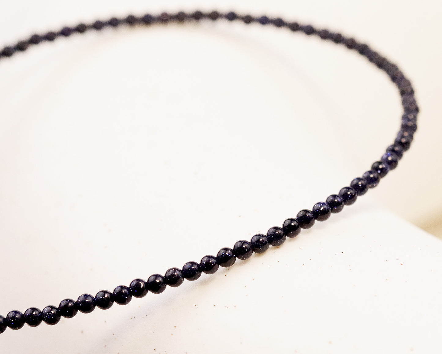 Blue Goldstone 2mm Round Beaded Choker, Bracelet, Tiny Beaded Necklace