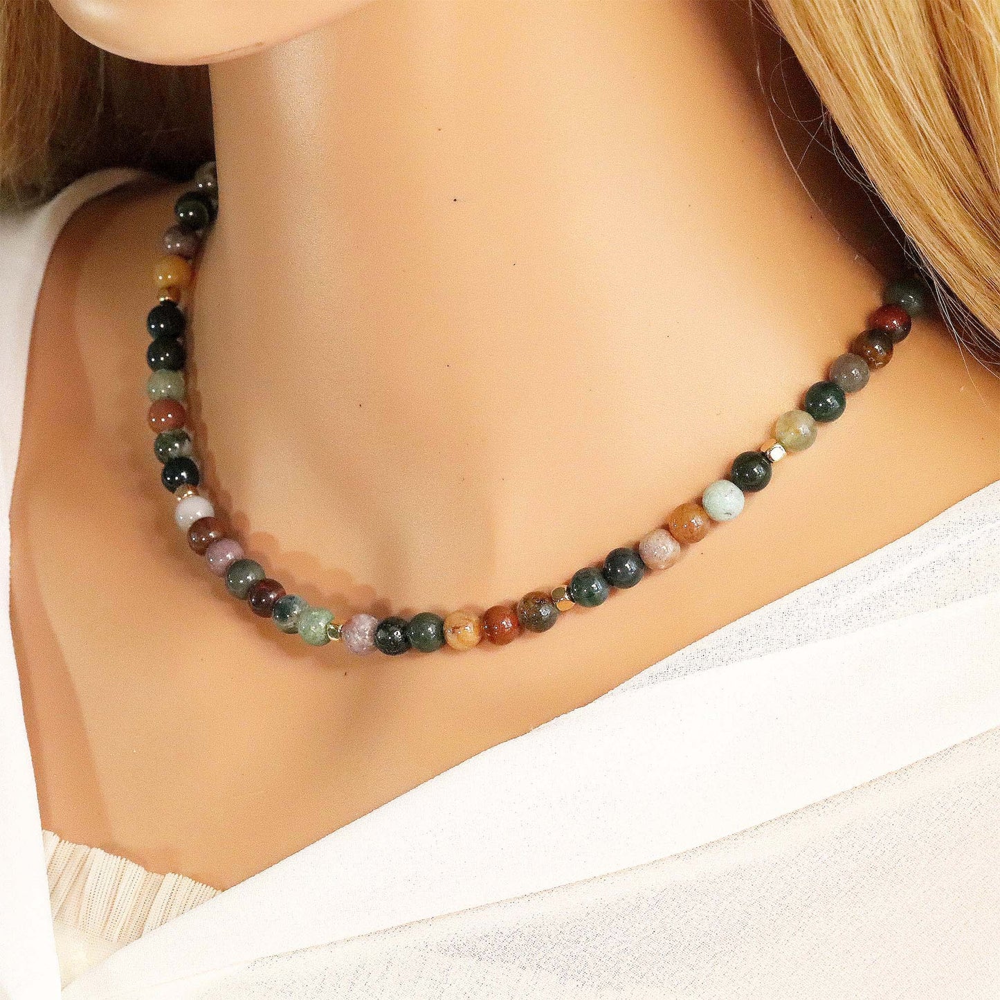 Ocean Jasper 6mm Round Beaded Necklace, Bracelet, Natural Gemstones, Natural Gemstones