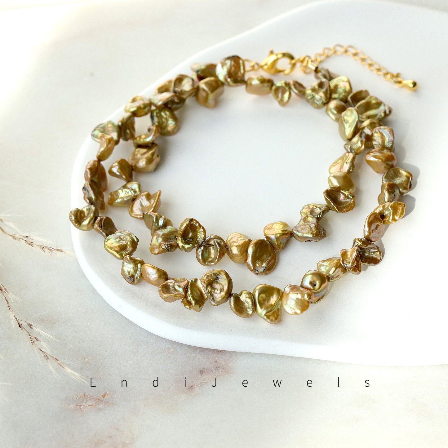 Saltwater Pearl Chips Necklace, Natural real Pearls