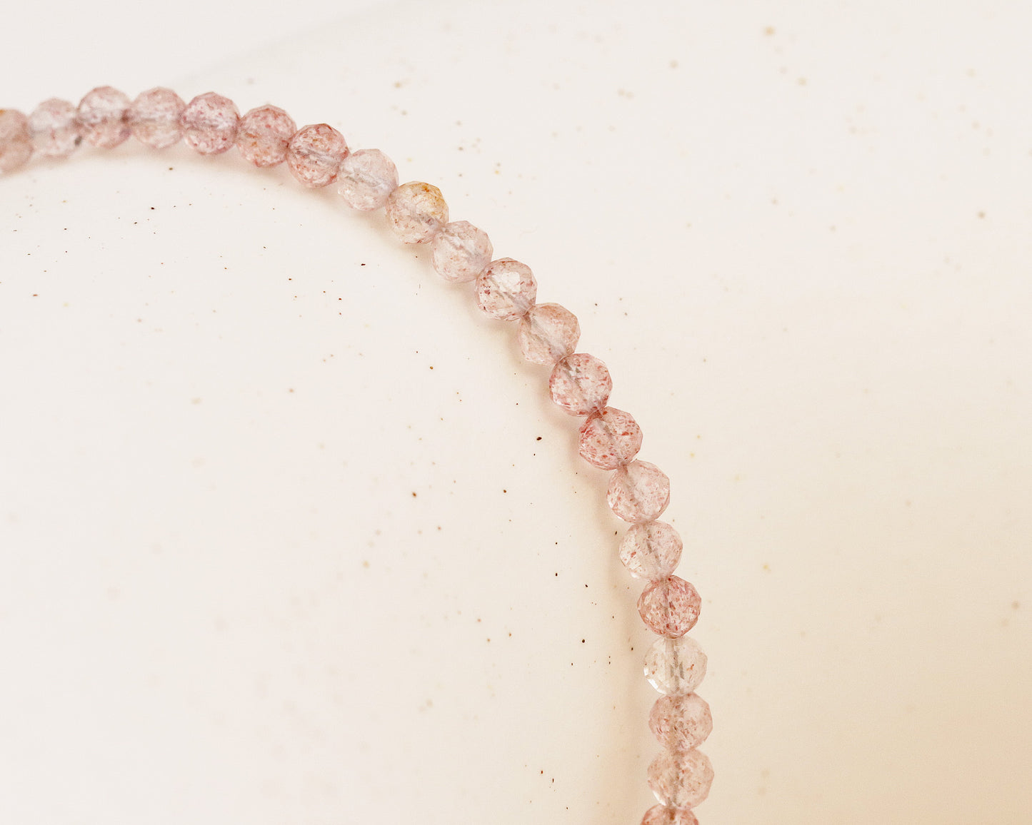 Strawberry Quartz 3mm Faceted Beaded Choker, Bracelet, Natural Gemstones