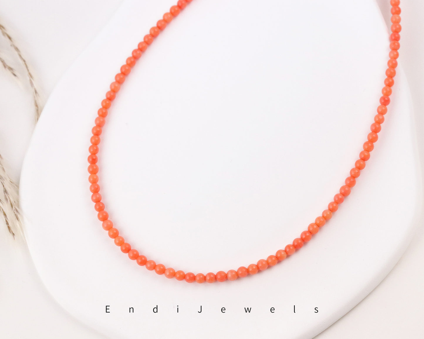 Pink Coral 3mm Round Beaded Choker, Bracelet, Natural Coral Gemstone Beads