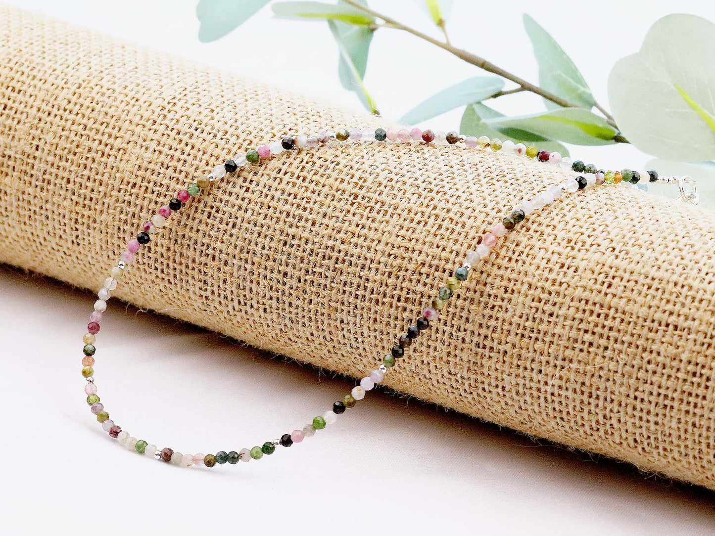 Tourmaline 3mm Faceted Beaded Choker, Bracelet, Natural Gemstones