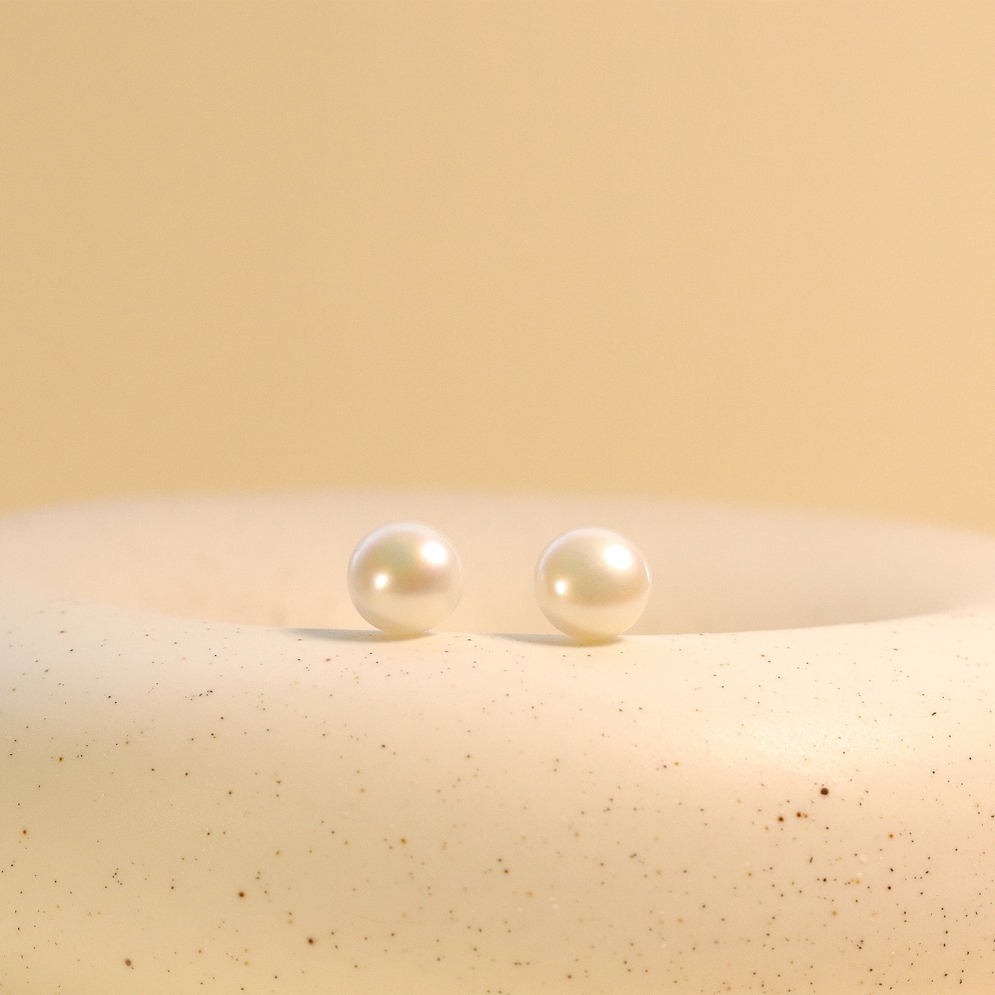 White Freshwater Pearl 10mm Stud Earrings, 925 Sterling Silver, Minimalist Earrings for Daily Wearing