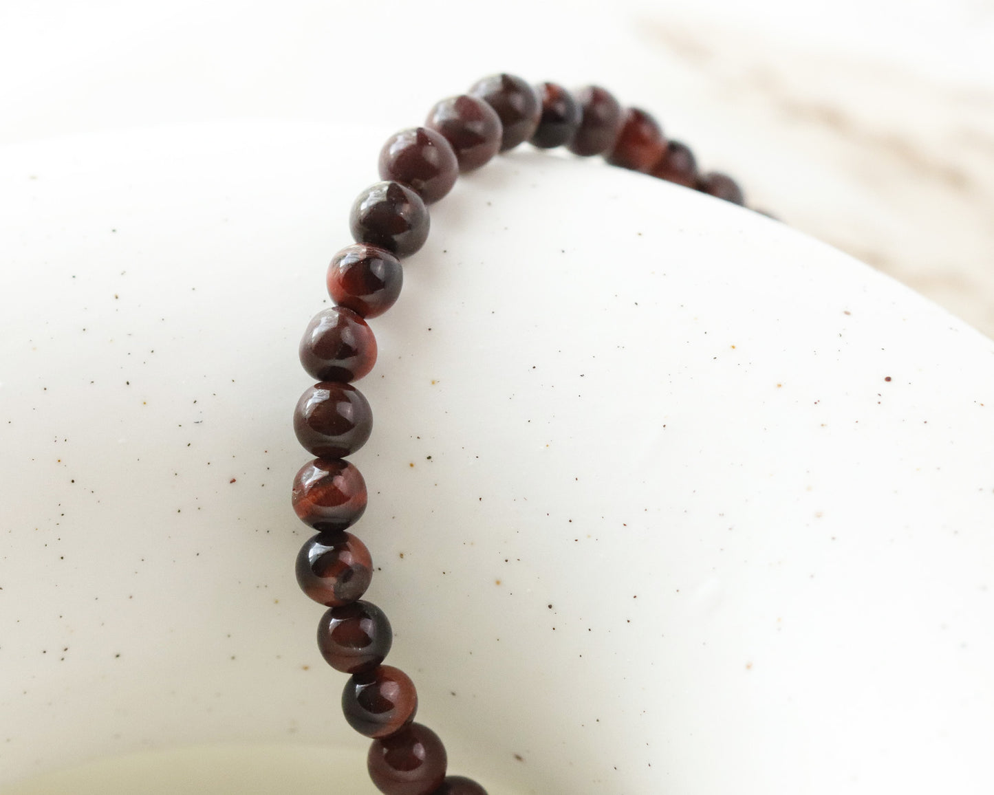 Red Tiger's Eye 4.5mm Round Beaded Choker, Bracelet, Natural Gemstones