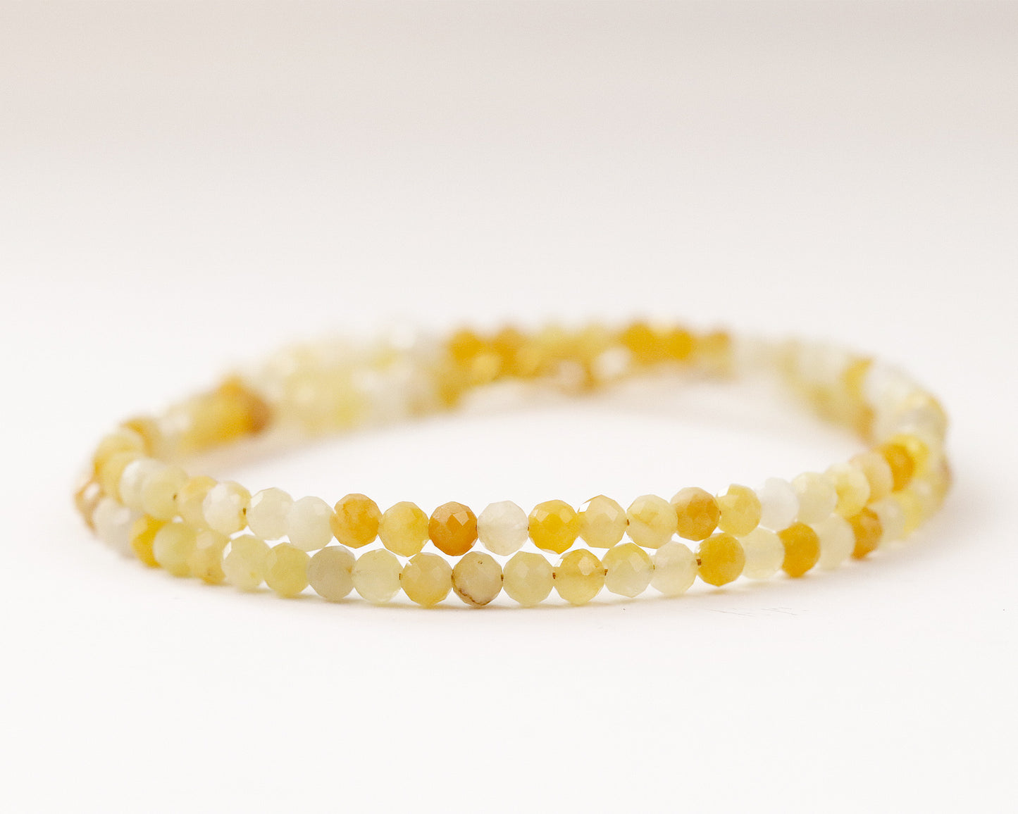 Yellow Jade 3.2mm Faceted Beaded Choker, Bracelet, Natural Gemstone Beaded Necklace