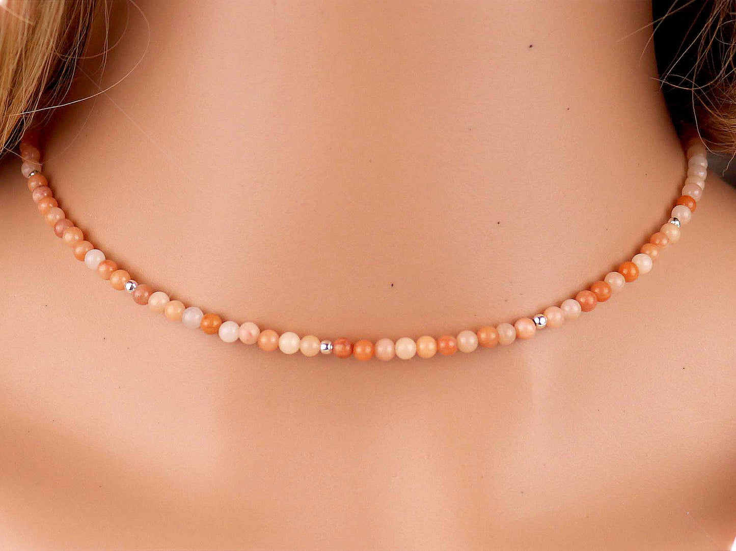 Pink Aventurine 3mm Round Beaded Choker, Bracelet, Natural Gemstones