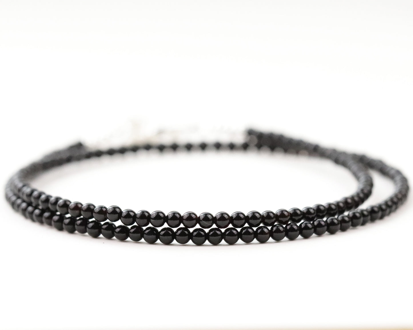 Black Spinel 2mm Round Beaded Choker, Bracelet, Natural Gemstone Beads