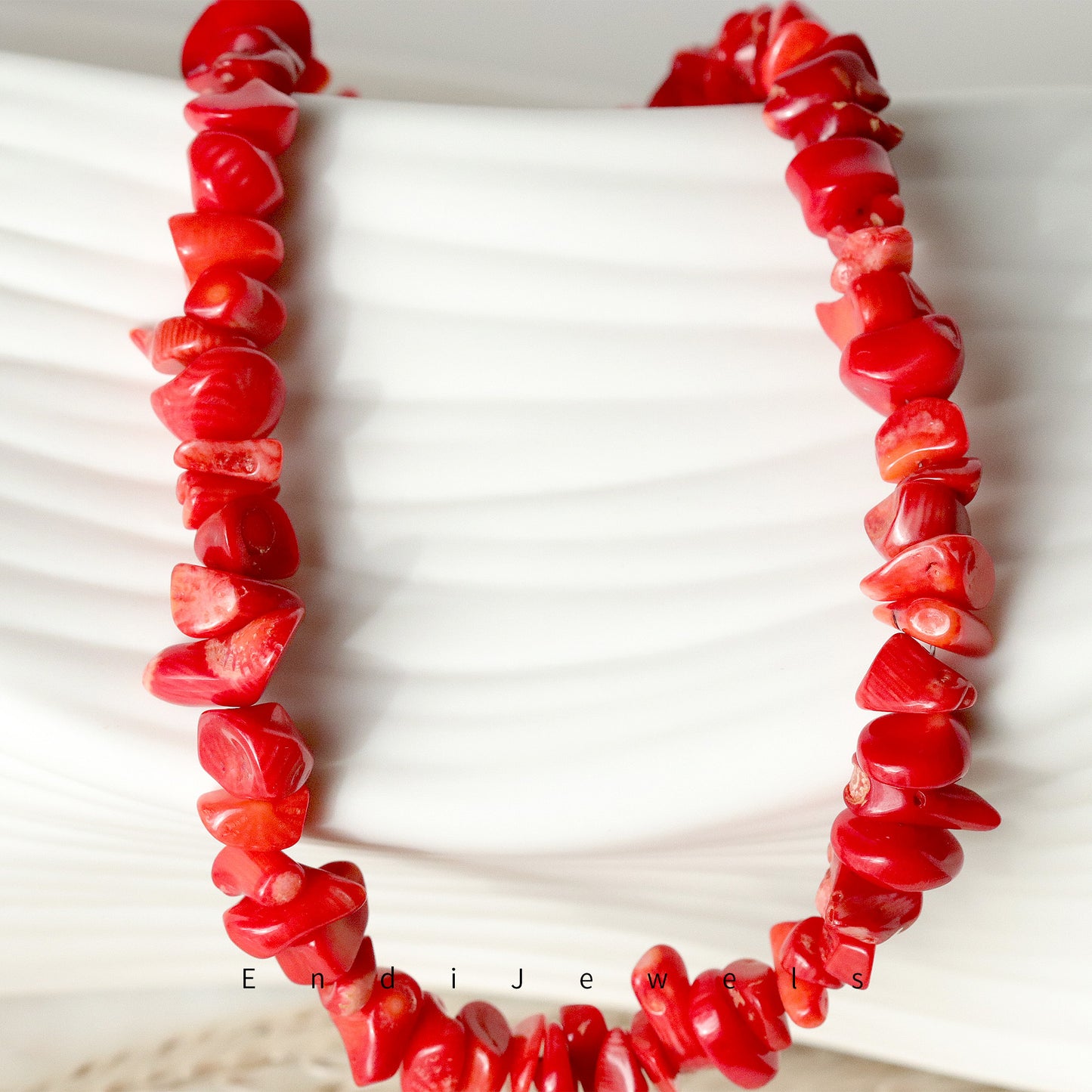 Red Coral Irregular Chips Stone Necklace, Bracelet, Natural Gemstones