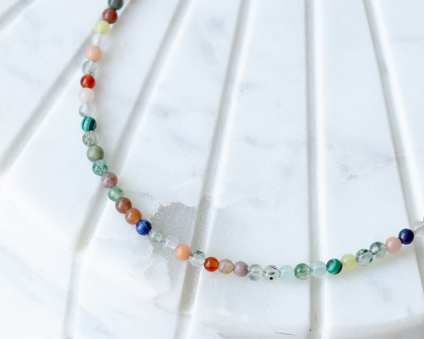 Natural Gemstone Mixed 3mm Round Beaded Choker, Bracelet, Colorful Beads