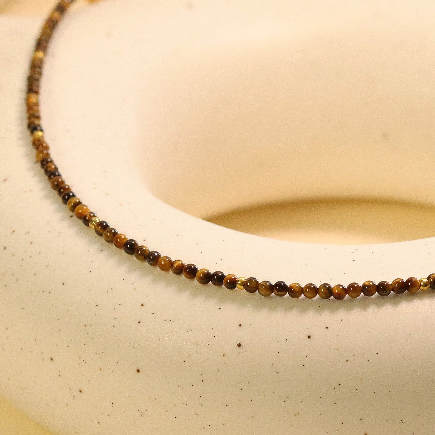 Tiger's Eye 2mm Round Beaded Choker, Bracelet, Natural Gemstones