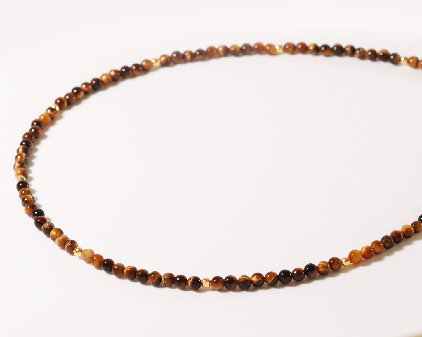 Tiger's Eye 3mm Round Beaded Choker, Bracelet, Natural Gemstones