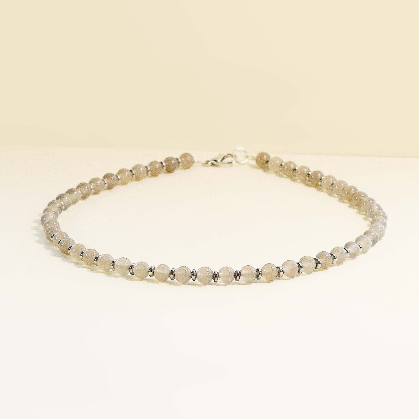 Grey Agate 6mm Round Beaded Necklace, Bracelet, Natural Gemstones