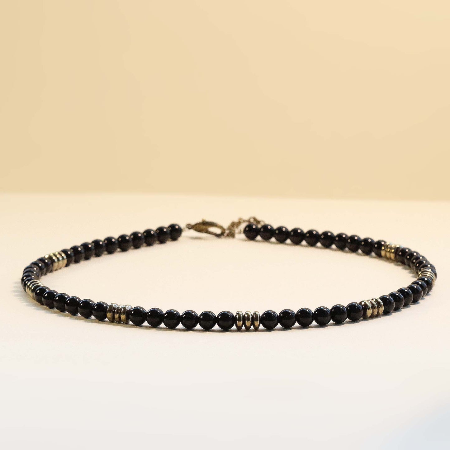 Black Onyx 6mm Round Beaded Choker, Bracelet, Natural Gemstones