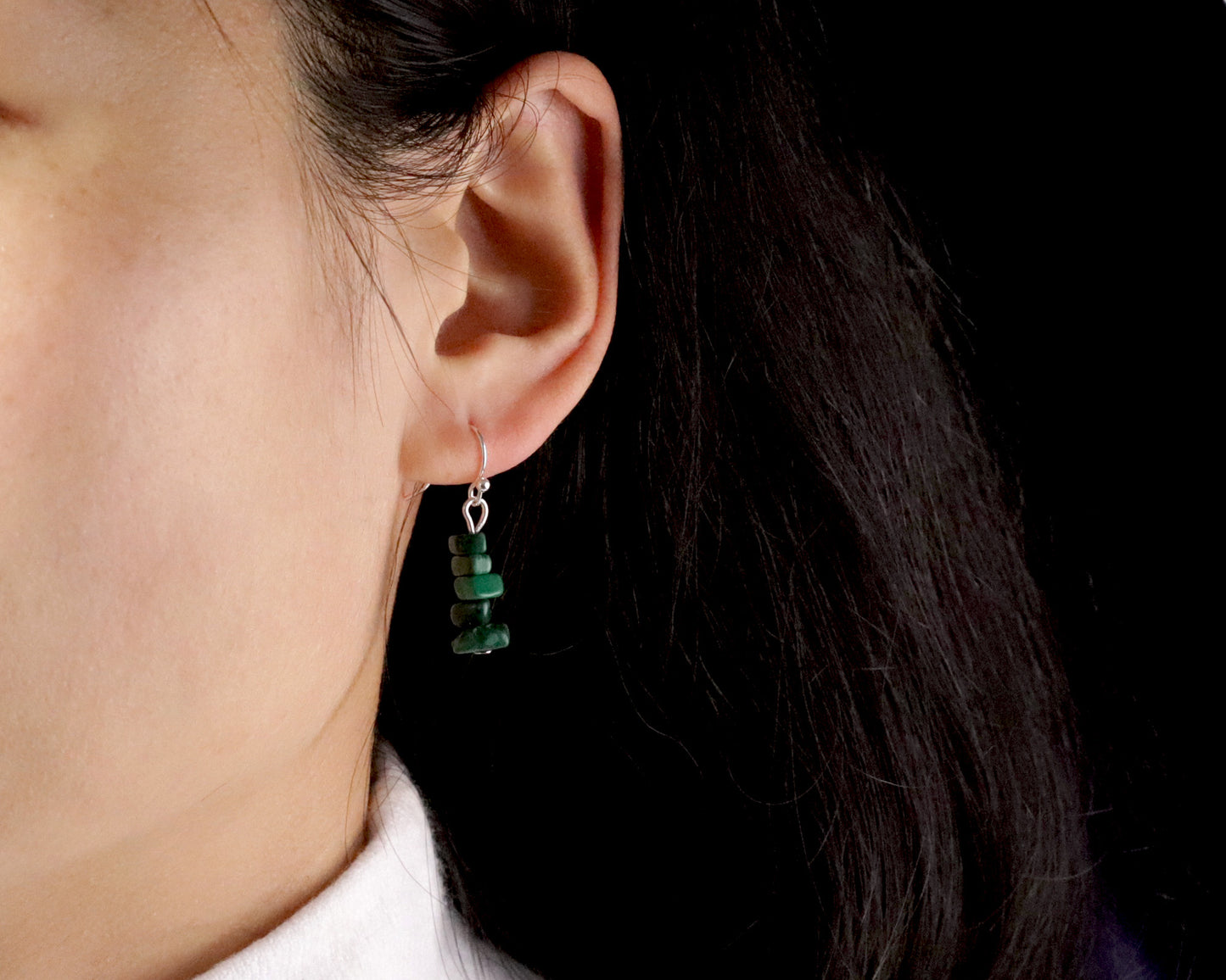 Natural Malachite Drop Earrings, Green Malachite Gemstone Chips Drop Dangle Earrings